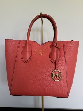 Michael Kors Coral Pebbled Leather Small Satchel Crossbody